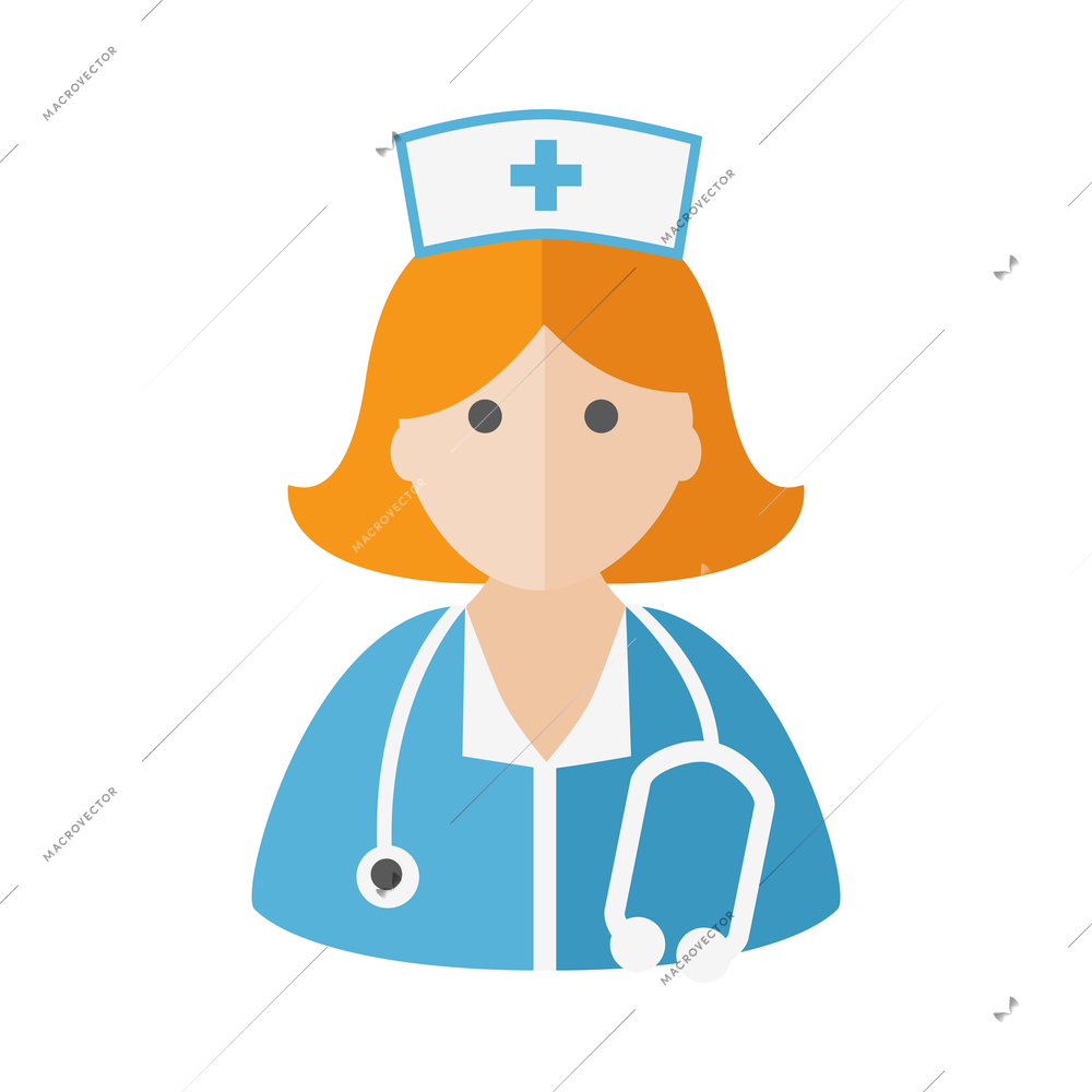 Nurse flat composition with isolated medical icons and human character of doctor vector illustration