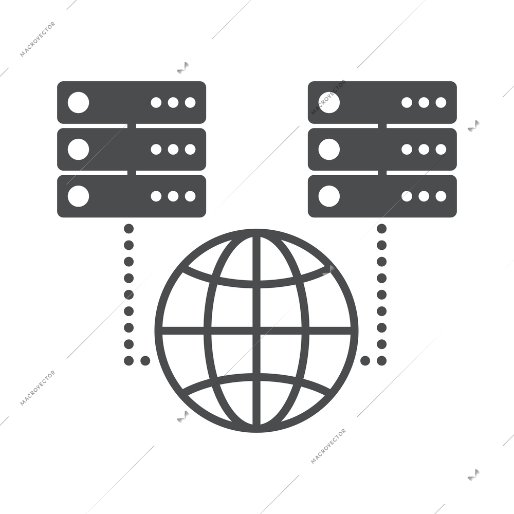 Hosting composition with isolated monochrome icon of online internet hosting technology vector illustration