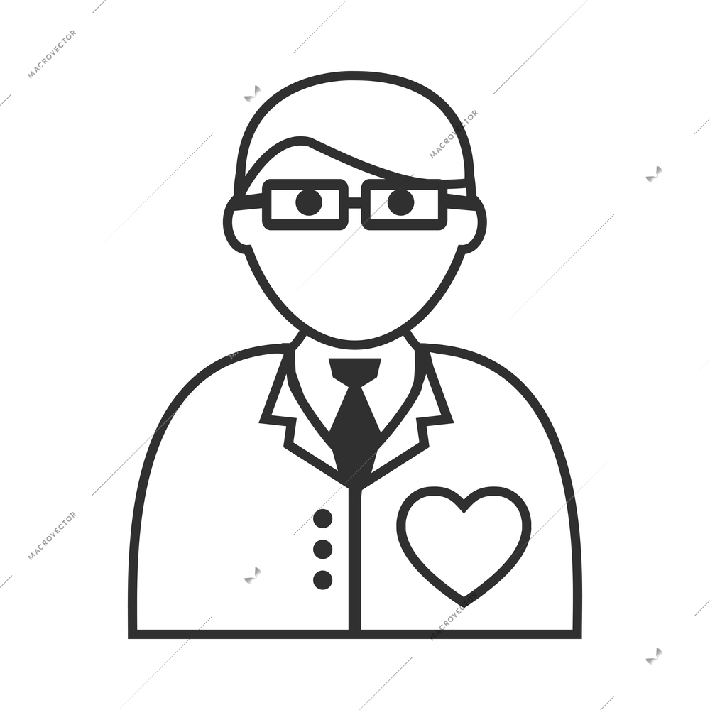 Nurse flat composition with isolated outline medical icons and human character of doctor vector illustration