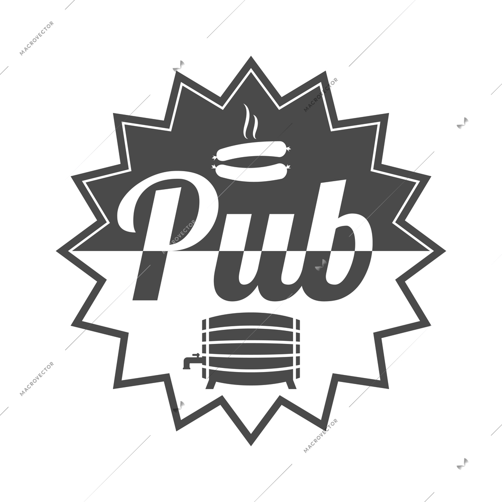 Beer label composition with isolated alcohol beer party monochrome badge on blank background vector illustration