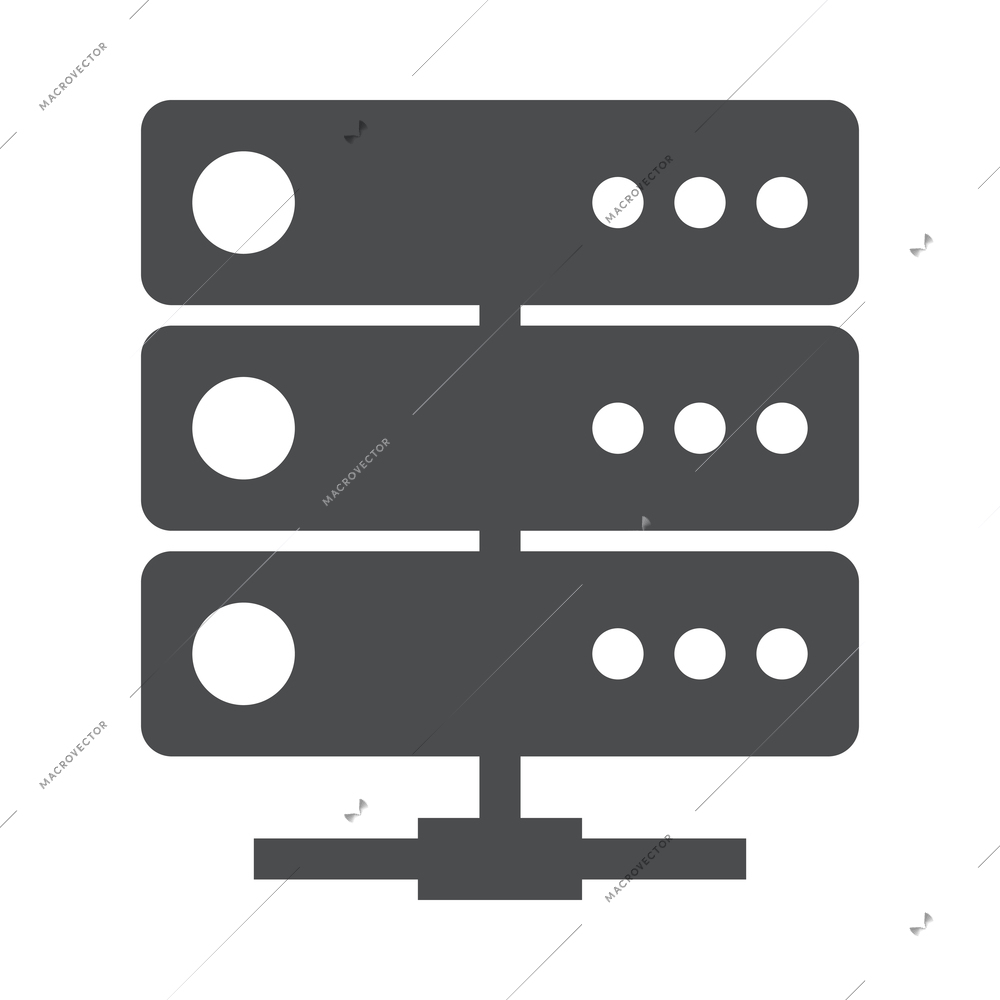 Hosting composition with isolated monochrome icon of online internet hosting technology vector illustration