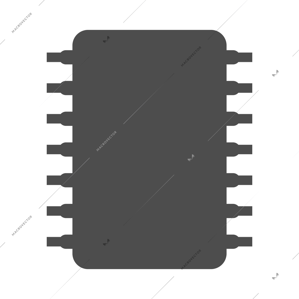 Circuit composition with isolated monochrome icon of electronic component on blank background vector illustration