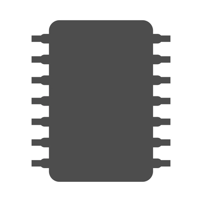 Circuit composition with isolated monochrome icon of electronic component on blank background vector illustration