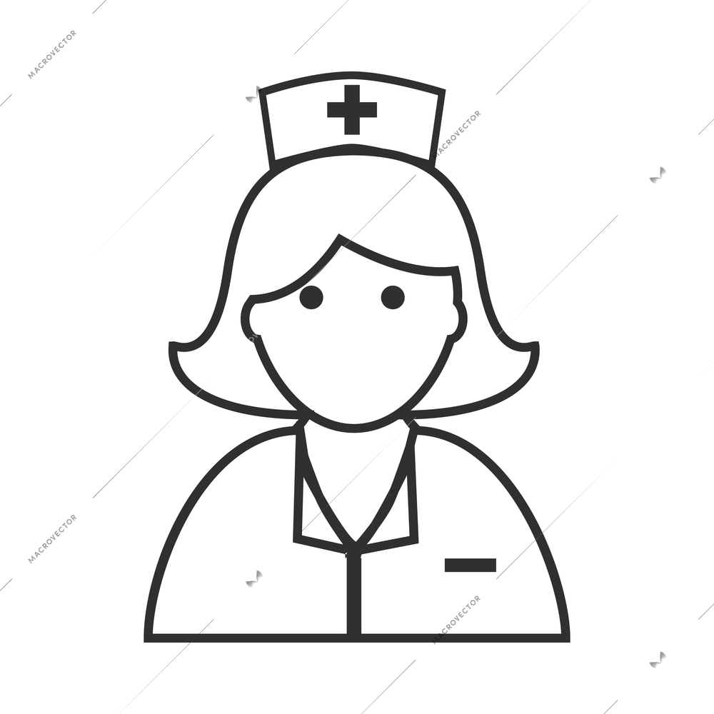 Nurse flat composition with isolated outline medical icons and human character of doctor vector illustration