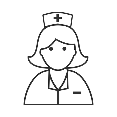 Nurse flat composition with isolated outline medical icons and human character of doctor vector illustration