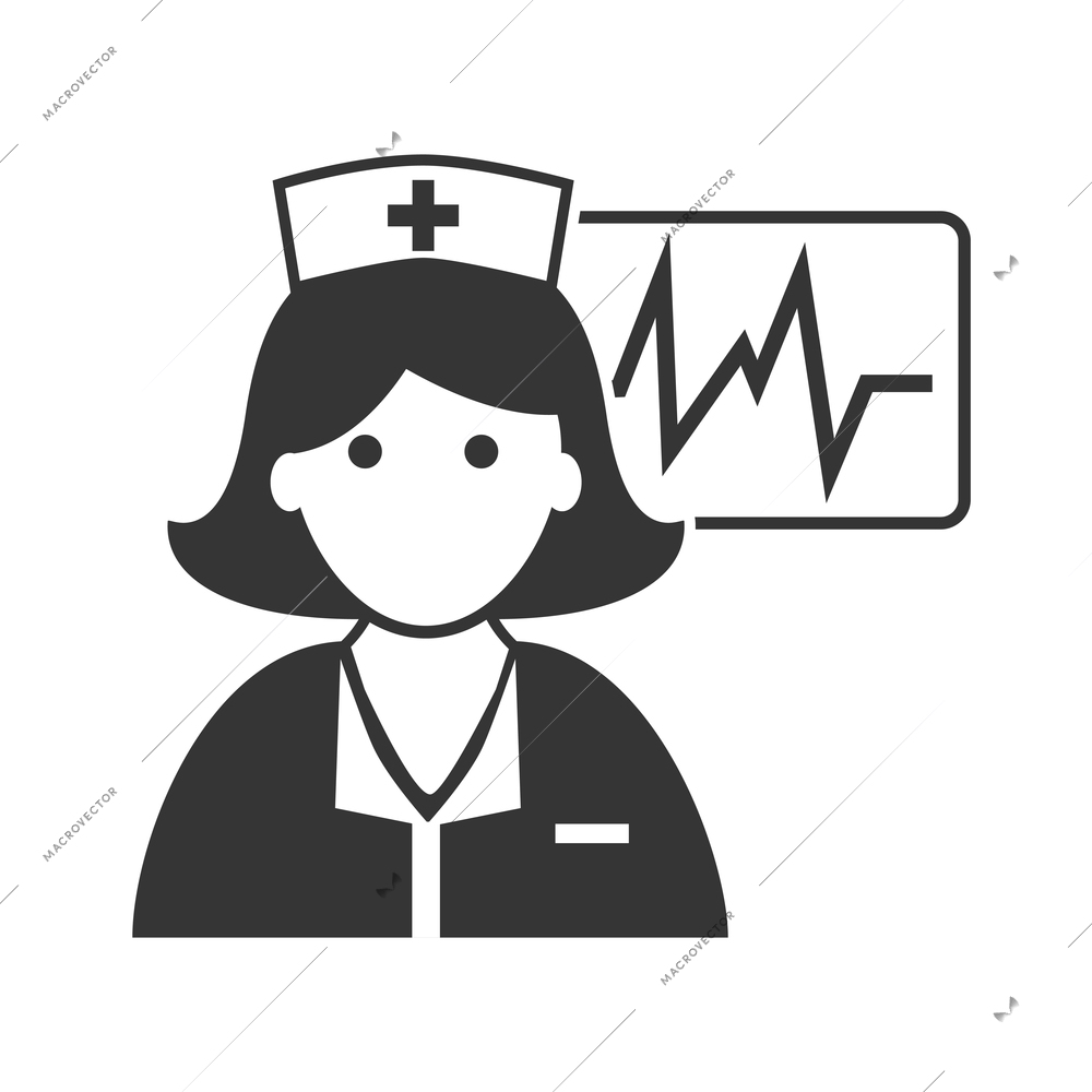 Nurse flat composition with isolated monochrome medical icons and human character of doctor vector illustration