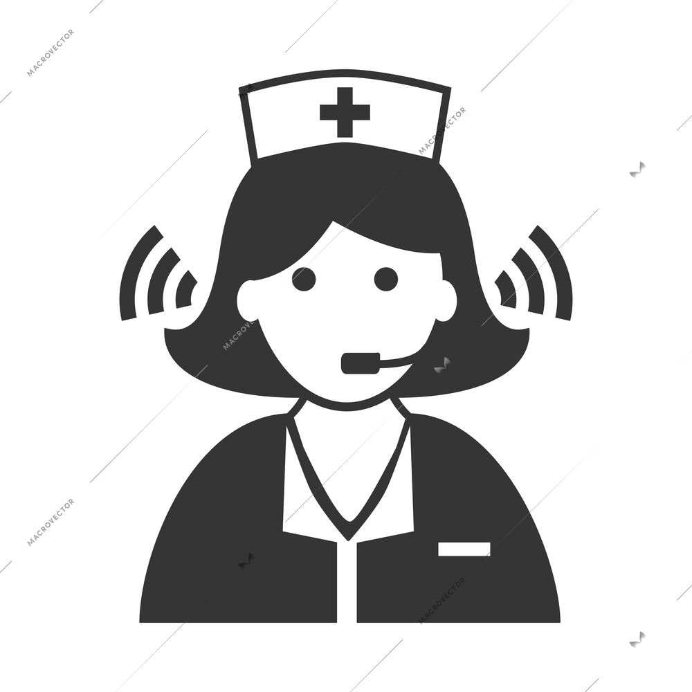 Nurse flat composition with isolated monochrome medical icons and human character of doctor vector illustration