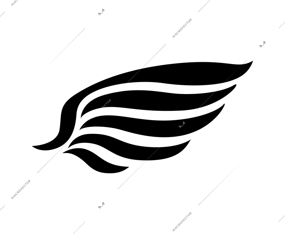 Wings composition with isolated black abstract feather angel bird wing icon on blank background vector illustration