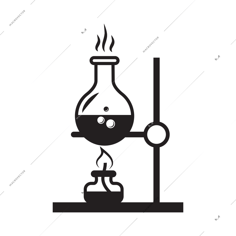 Chemistry composition with isolated monochrome bio technology science icon on blank background vector illustration