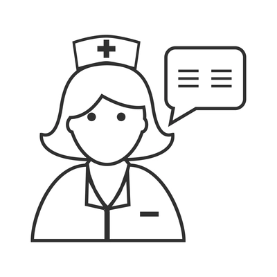 Nurse flat composition with isolated outline medical icons and human character of doctor vector illustration