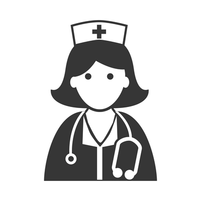 Nurse flat composition with isolated monochrome medical icons and human character of doctor vector illustration