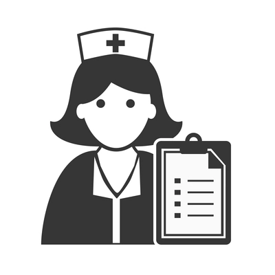 Nurse flat composition with isolated monochrome medical icons and human character of doctor vector illustration