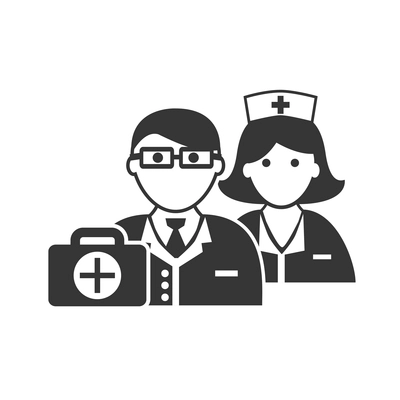 Nurse flat composition with isolated monochrome medical icons and human character of doctor vector illustration