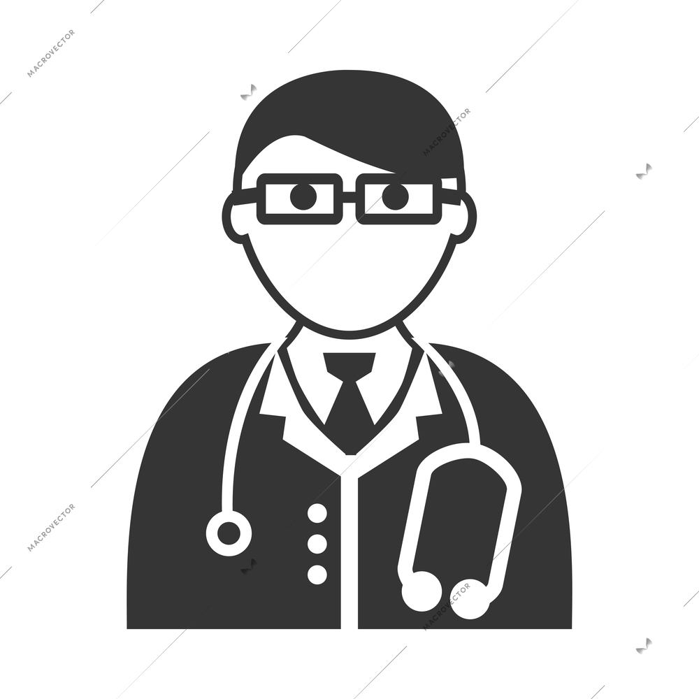 Nurse flat composition with isolated monochrome medical icons and human character of doctor vector illustration