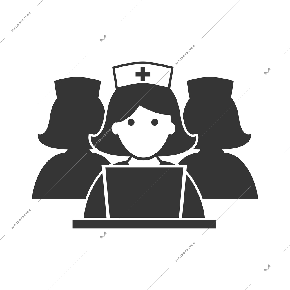 Nurse flat composition with isolated monochrome medical icons and human character of doctor vector illustration