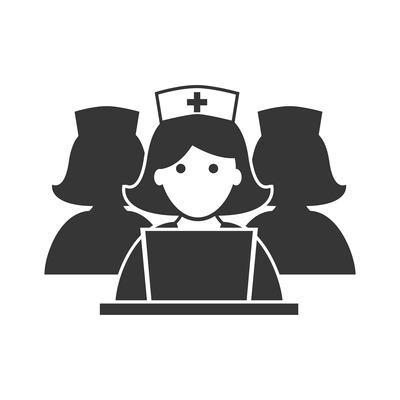 Nurse flat composition with isolated monochrome medical icons and human character of doctor vector illustration