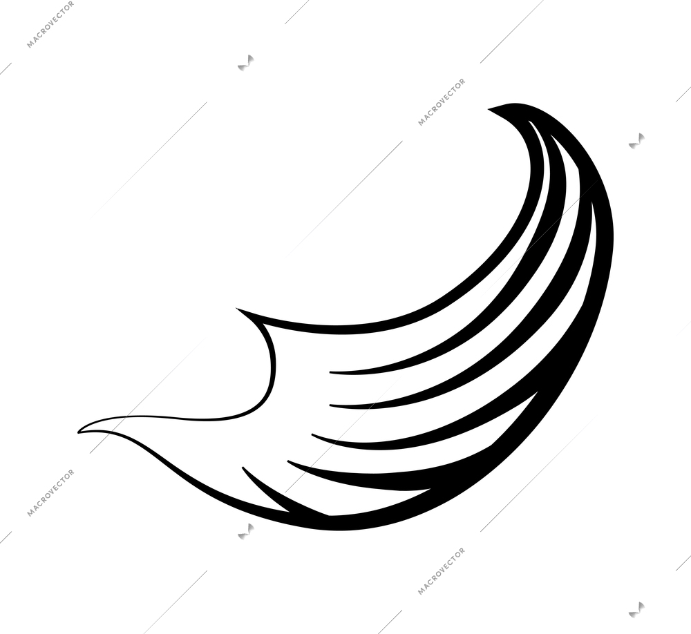 Wings composition with isolated black abstract feather angel bird wing icon on blank background vector illustration