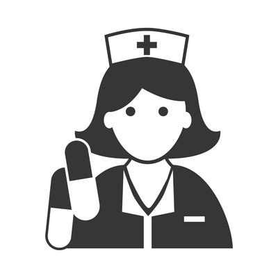 Nurse flat composition with isolated monochrome medical icons and human character of doctor vector illustration