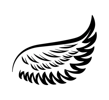 Wings composition with isolated black abstract feather angel bird wing icon on blank background vector illustration