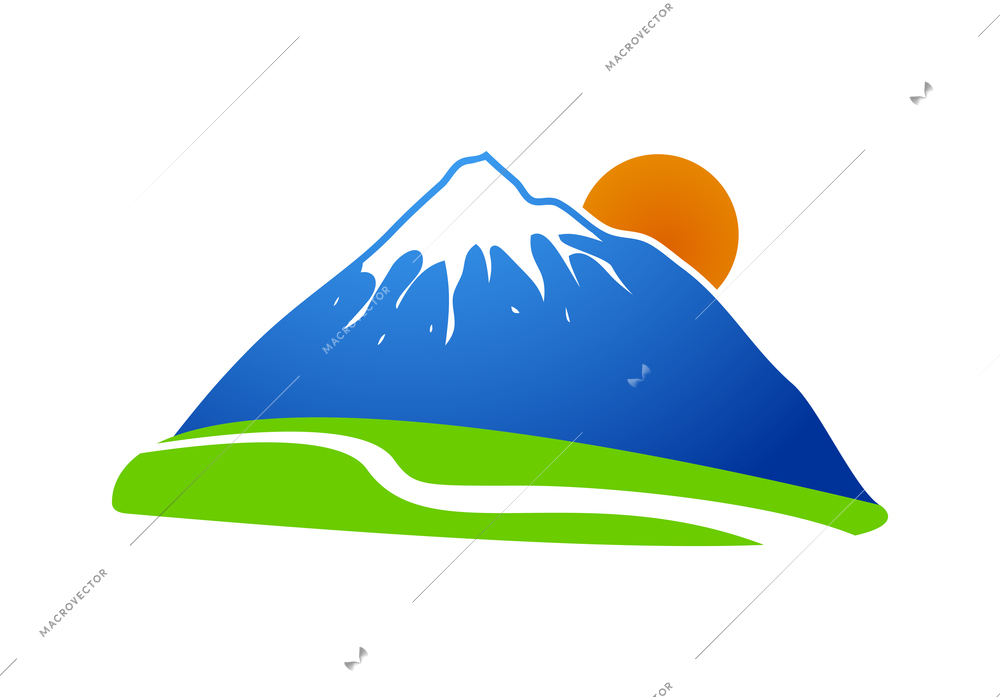 Mountain composition with isolated icon of highlands with environment on blank background vector illustration