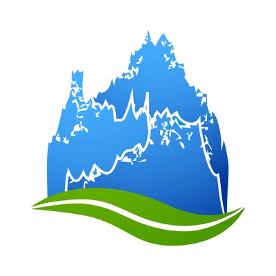 Mountain composition with isolated icon of highlands with environment on blank background vector illustration