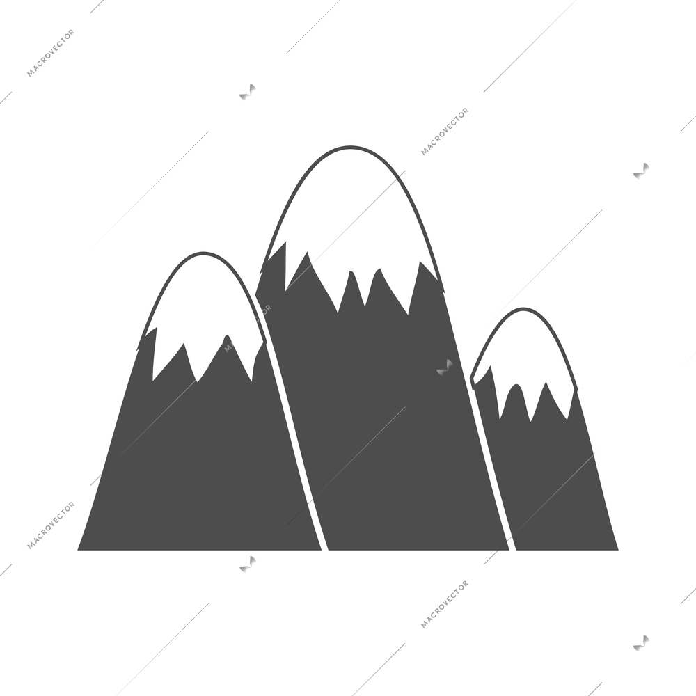 Mountain composition with isolated monochrome icon of high land on blank background vector illustration