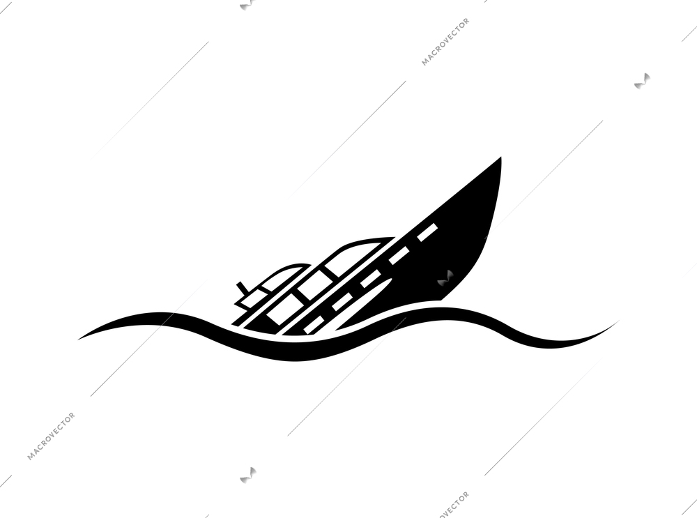 Insurance composition with isolated black monochrome icon on blank background vector illustration