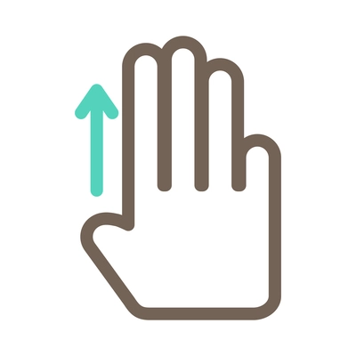 Hand touching screen composition with isolated outline icon of human fingers with touchscreen sign vector illustration