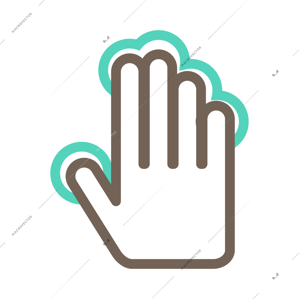 Hand touching screen composition with isolated outline icon of human fingers with touchscreen sign vector illustration