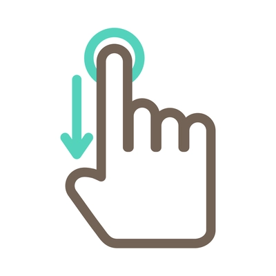 Hand touching screen composition with isolated outline icon of human fingers with touchscreen sign vector illustration