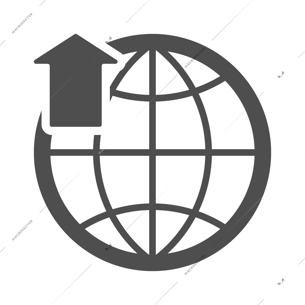 Internet upload composition with isolated monochrome arrow symbol and black icon of media vector illustration