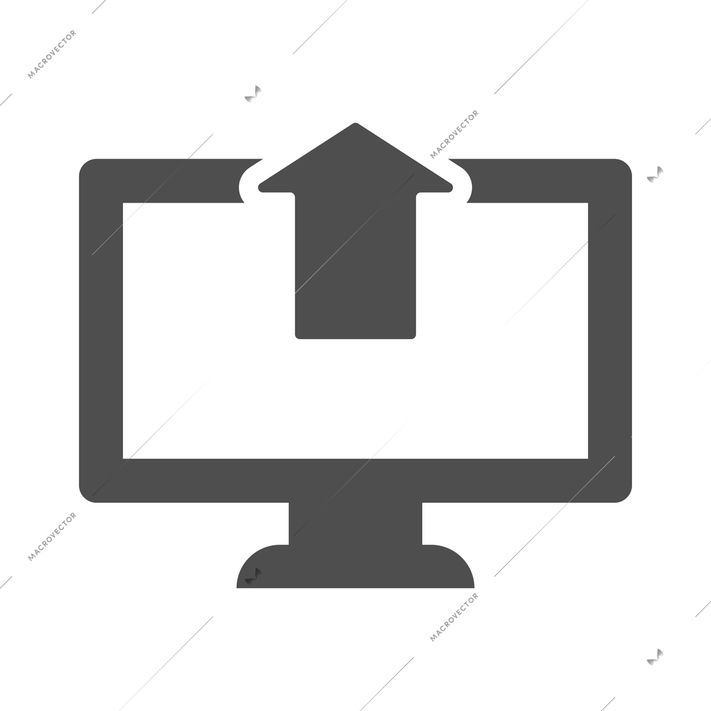 Internet upload composition with isolated monochrome arrow symbol and black icon of media vector illustration