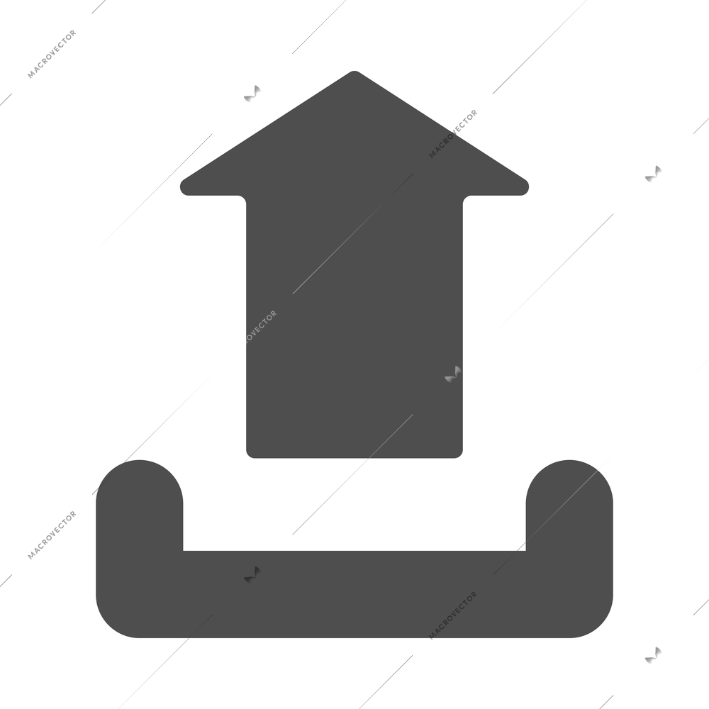 Internet upload composition with isolated monochrome arrow symbol and black icon of media vector illustration