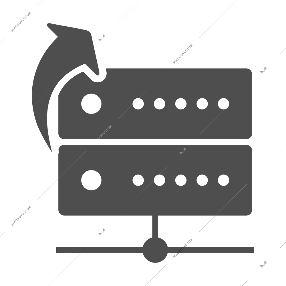 Internet upload composition with isolated monochrome arrow symbol and black icon of media vector illustration