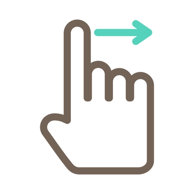 Hand touching screen composition with isolated outline icon of human fingers with touchscreen sign vector illustration