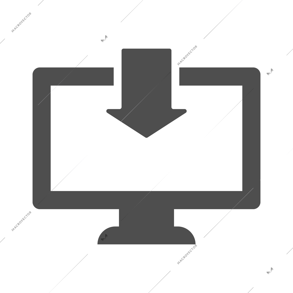 Internet download composition with isolated monochrome arrow symbol and black icon of media vector illustration