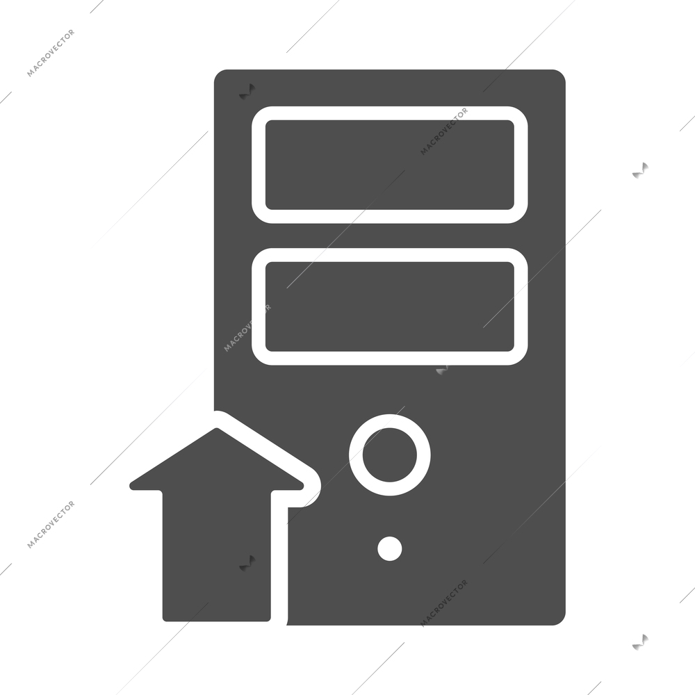 Internet upload composition with isolated monochrome arrow symbol and black icon of media vector illustration