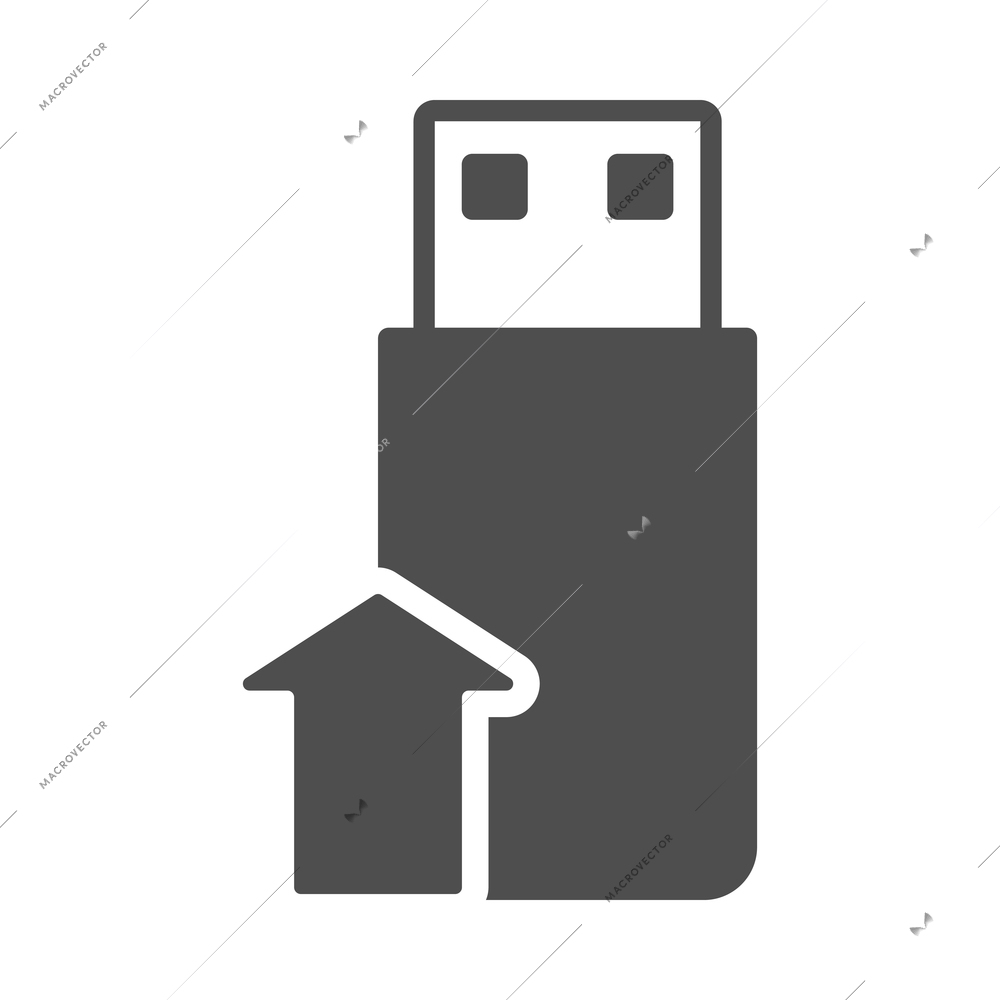 Internet upload composition with isolated monochrome arrow symbol and black icon of media vector illustration