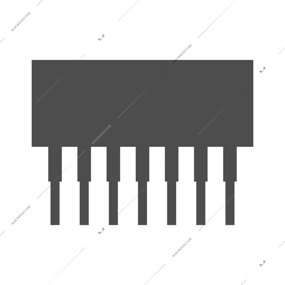 Circuit composition with isolated monochrome icon of electronic component on blank background vector illustration