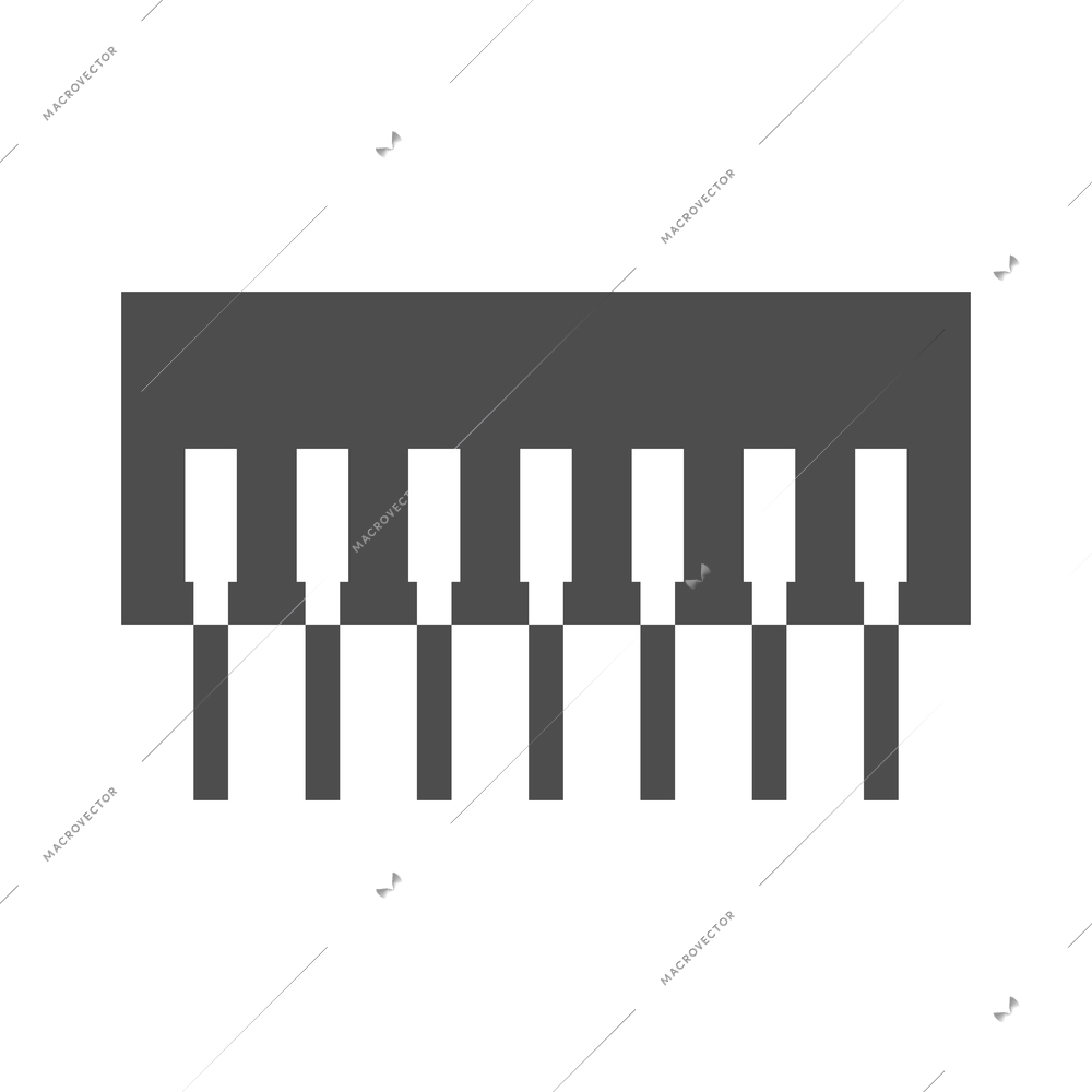 Circuit composition with isolated monochrome icon of electronic component on blank background vector illustration