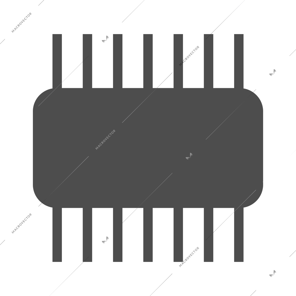 Circuit composition with isolated monochrome icon of electronic component on blank background vector illustration