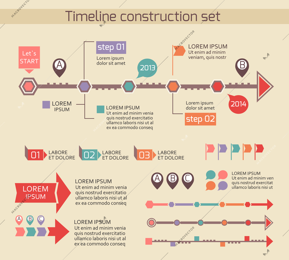 Presentation timeline chart design elements vector illustration