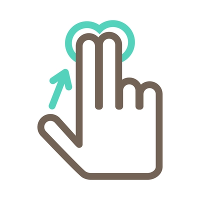 Hand touching screen composition with isolated outline icon of human fingers with touchscreen sign vector illustration