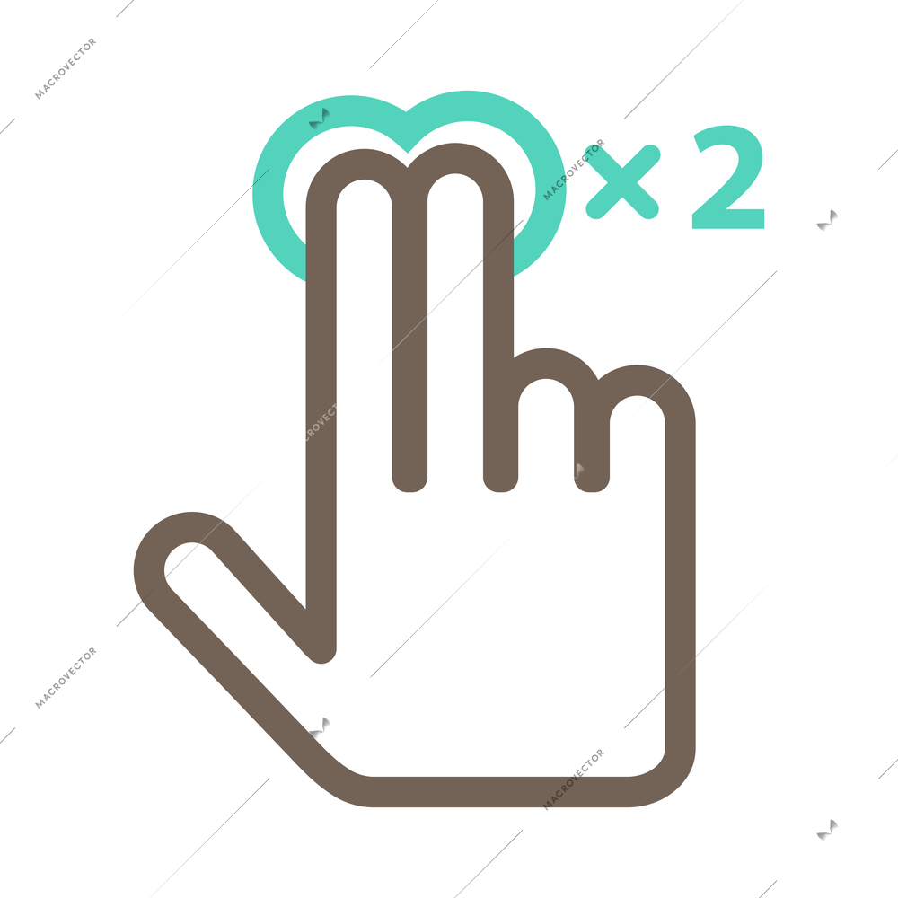 Hand touching screen composition with isolated outline icon of human fingers with touchscreen sign vector illustration