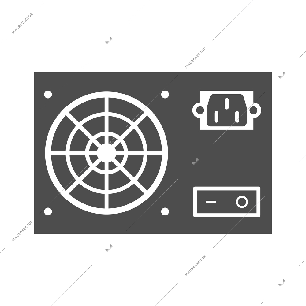 Circuit composition with isolated monochrome icon of electronic component on blank background vector illustration