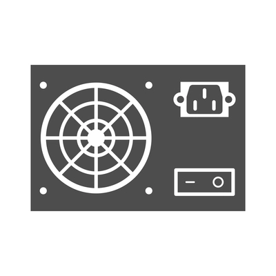 Circuit composition with isolated monochrome icon of electronic component on blank background vector illustration