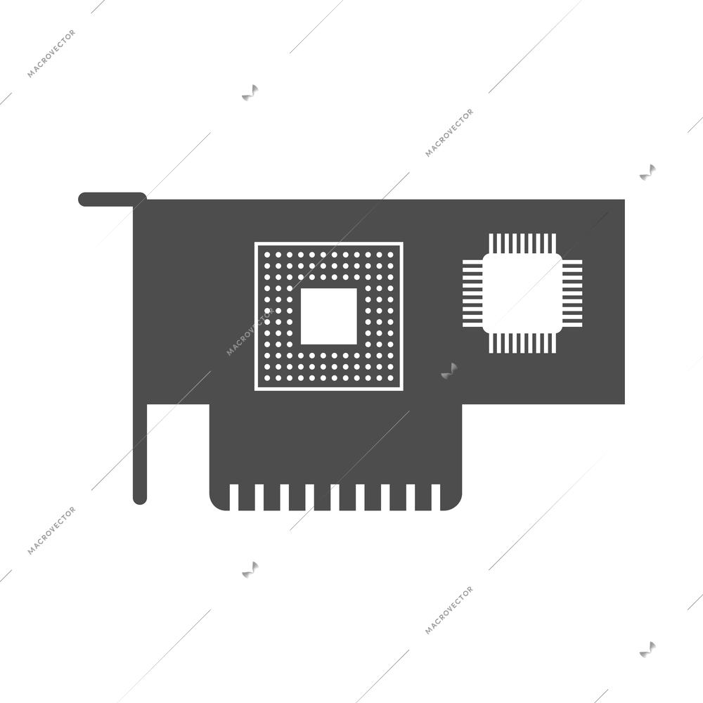 Circuit composition with isolated monochrome icon of electronic component on blank background vector illustration