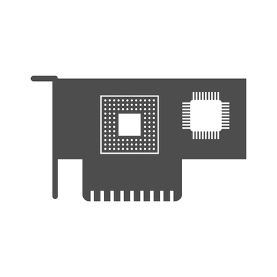 Circuit composition with isolated monochrome icon of electronic component on blank background vector illustration