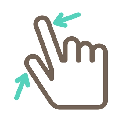 Hand touching screen composition with isolated outline icon of human fingers with touchscreen sign vector illustration