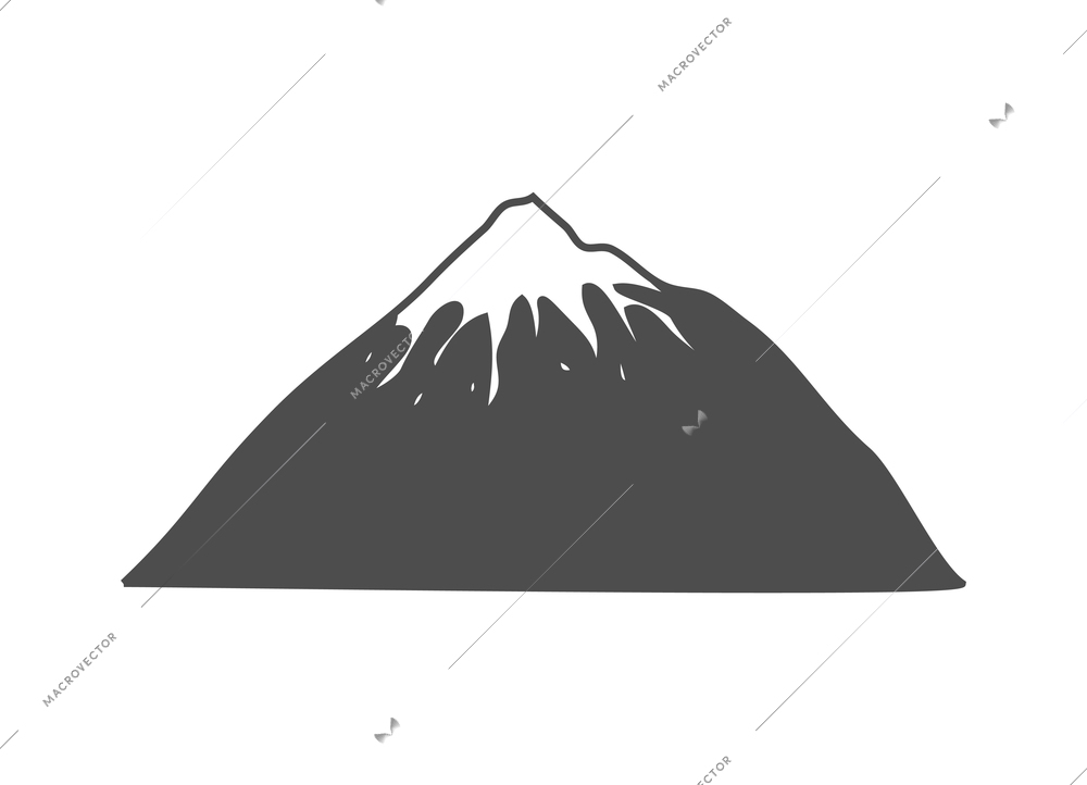 Mountain composition with isolated monochrome icon of high land on blank background vector illustration